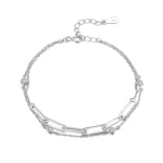 Luxury Round Zirconia Adjustable Chain Bracelet 925 Sterling Silver