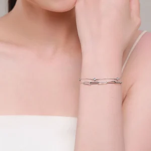 Luxury Round Zirconia Adjustable Chain Bracelet 925 Sterling Silver