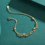Luxury Round Zirconia Adjustable Chain Bracelet 925 Sterling Silver