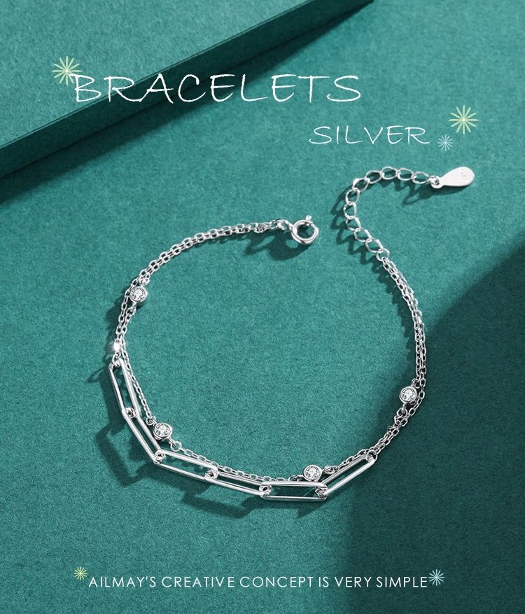 Luxury Round Zirconia Adjustable Chain Bracelet 925 Sterling Silver