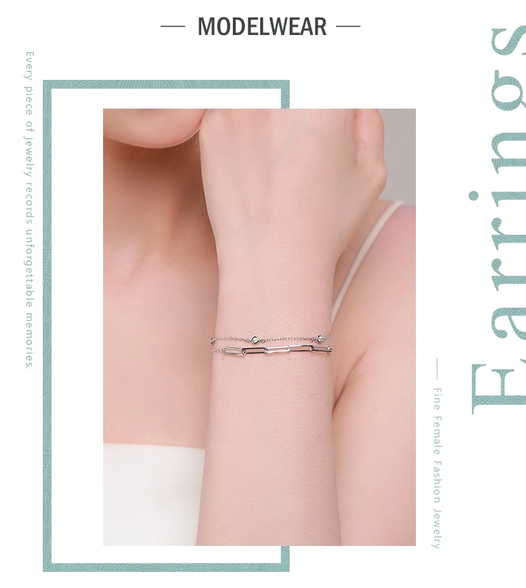 Luxury Round Zirconia Adjustable Chain Bracelet 925 Sterling Silver