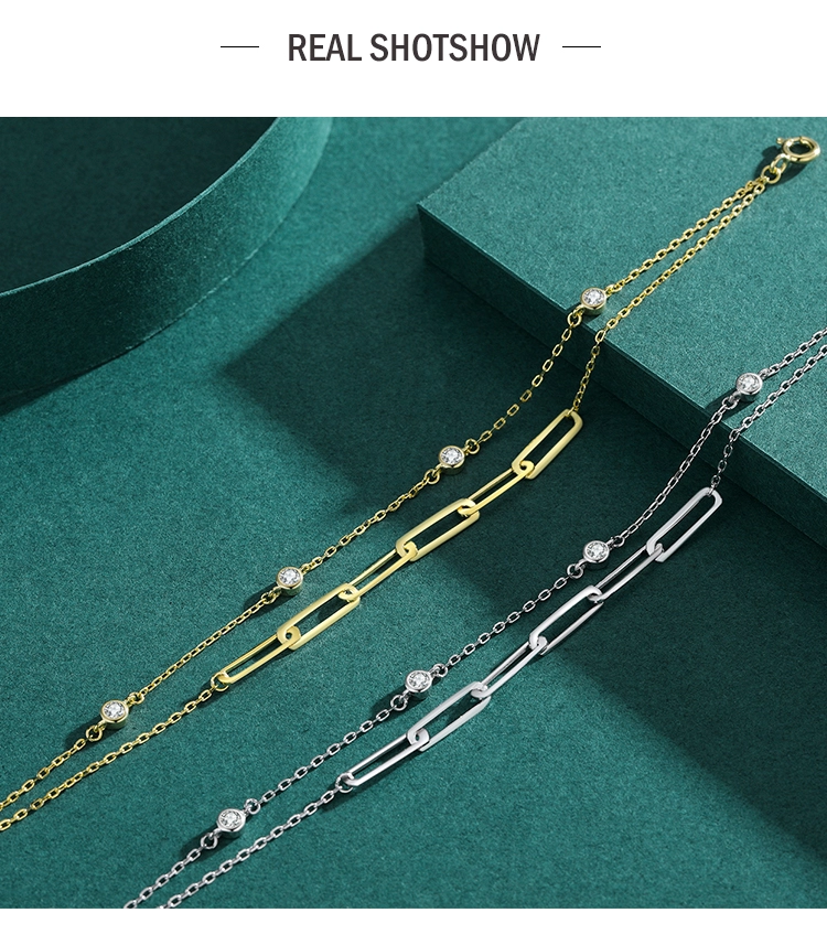 Luxury Round Zirconia Adjustable Chain Bracelet 925 Sterling Silver