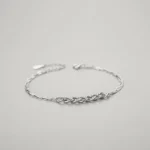 Chain Shape Bilayer Bracelet Charm Shiny CZ Bracelet 925 Sterling Silver
