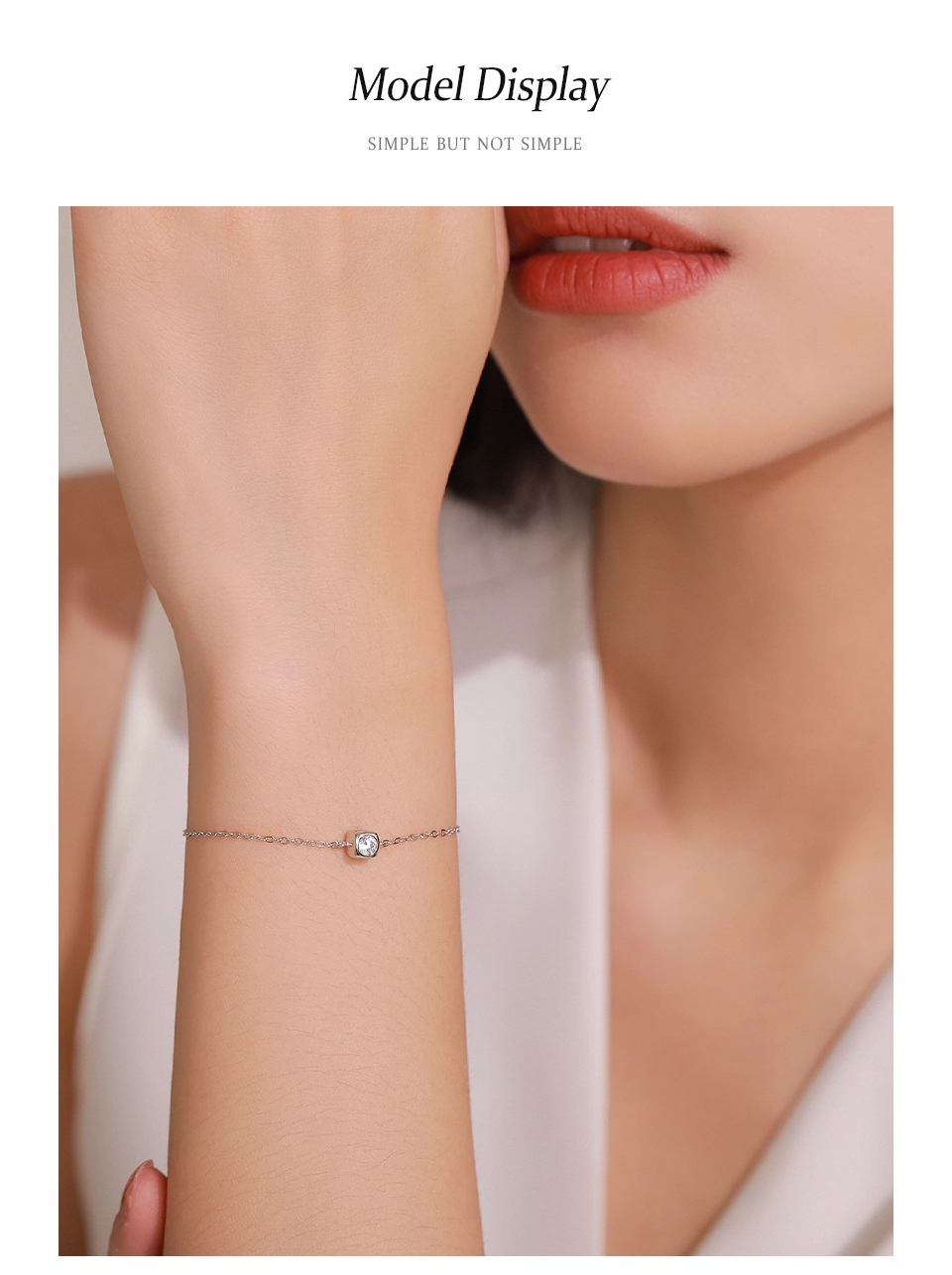 Classic Cube Square Chain Bracelet Geometric Design 925 Sterling Silver