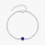 Dreamy Purple Round Zircon Bracelet 925 Sterling Silver