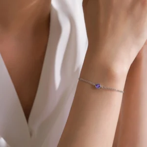 Dreamy Purple Round Zircon Bracelet 925 Sterling Silver