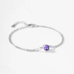 Dreamy Purple Round Zircon Bracelet 925 Sterling Silver