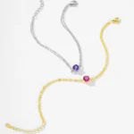 Dreamy Purple Round Zircon Bracelet 925 Sterling Silver