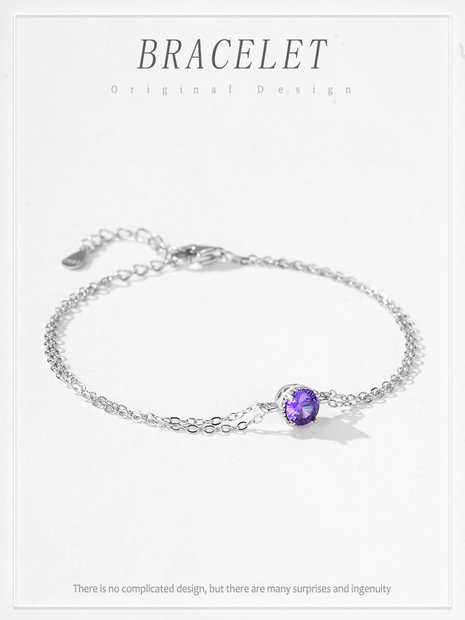 Dreamy Purple Round Zircon Bracelet 925 Sterling Silver