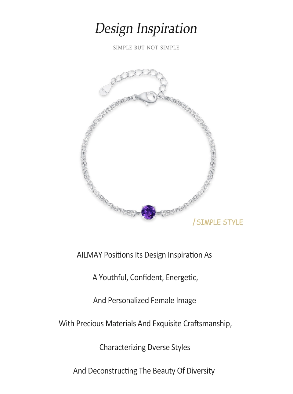 Dreamy Purple Round Zircon Bracelet 925 Sterling Silver