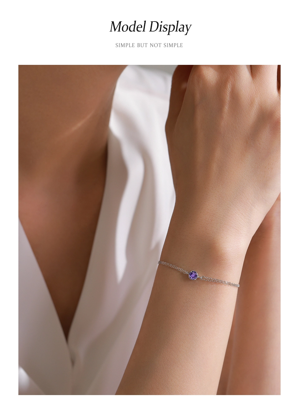 Dreamy Purple Round Zircon Bracelet 925 Sterling Silver
