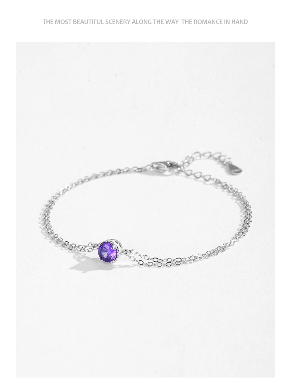 Dreamy Purple Round Zircon Bracelet 925 Sterling Silver
