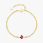 Romantic Ruby Round Zircon Bracelets 925 Sterling Silver