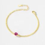 Romantic Ruby Round Zircon Bracelets 925 Sterling Silver