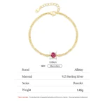Romantic Ruby Round Zircon Bracelets 925 Sterling Silver