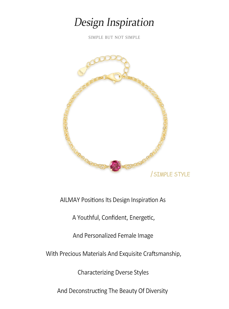 Romantic Ruby Round Zircon Bracelets 925 Sterling Silver