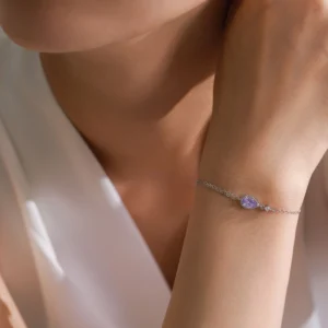 Charming Pear Shape Lavender Zircon Bracelet 925 Sterling Silver