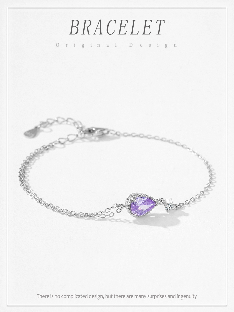 Charming Pear Shape Lavender Zircon Bracelet 925 Sterling Silver