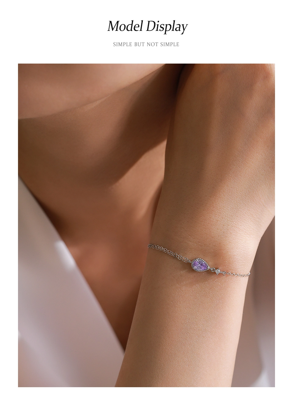 Charming Pear Shape Lavender Zircon Bracelet 925 Sterling Silver