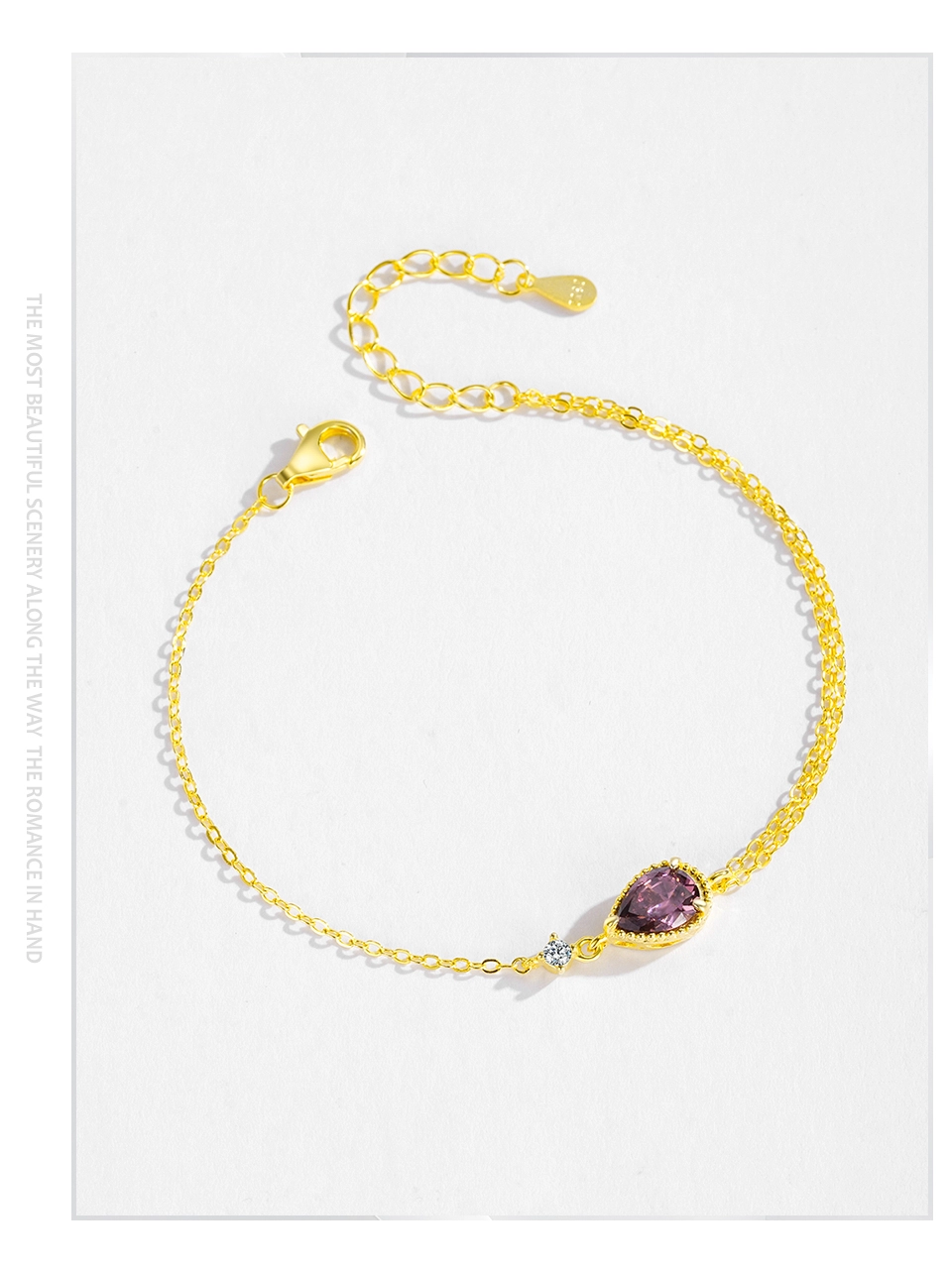Charming Pear Shape Lavender Zircon Bracelet 925 Sterling Silver