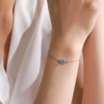 Aqua Blue Cubic Zirconia Oval Chain Bracelets 925 Sterling Silver