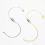 Aqua Blue Cubic Zirconia Oval Chain Bracelets 925 Sterling Silver