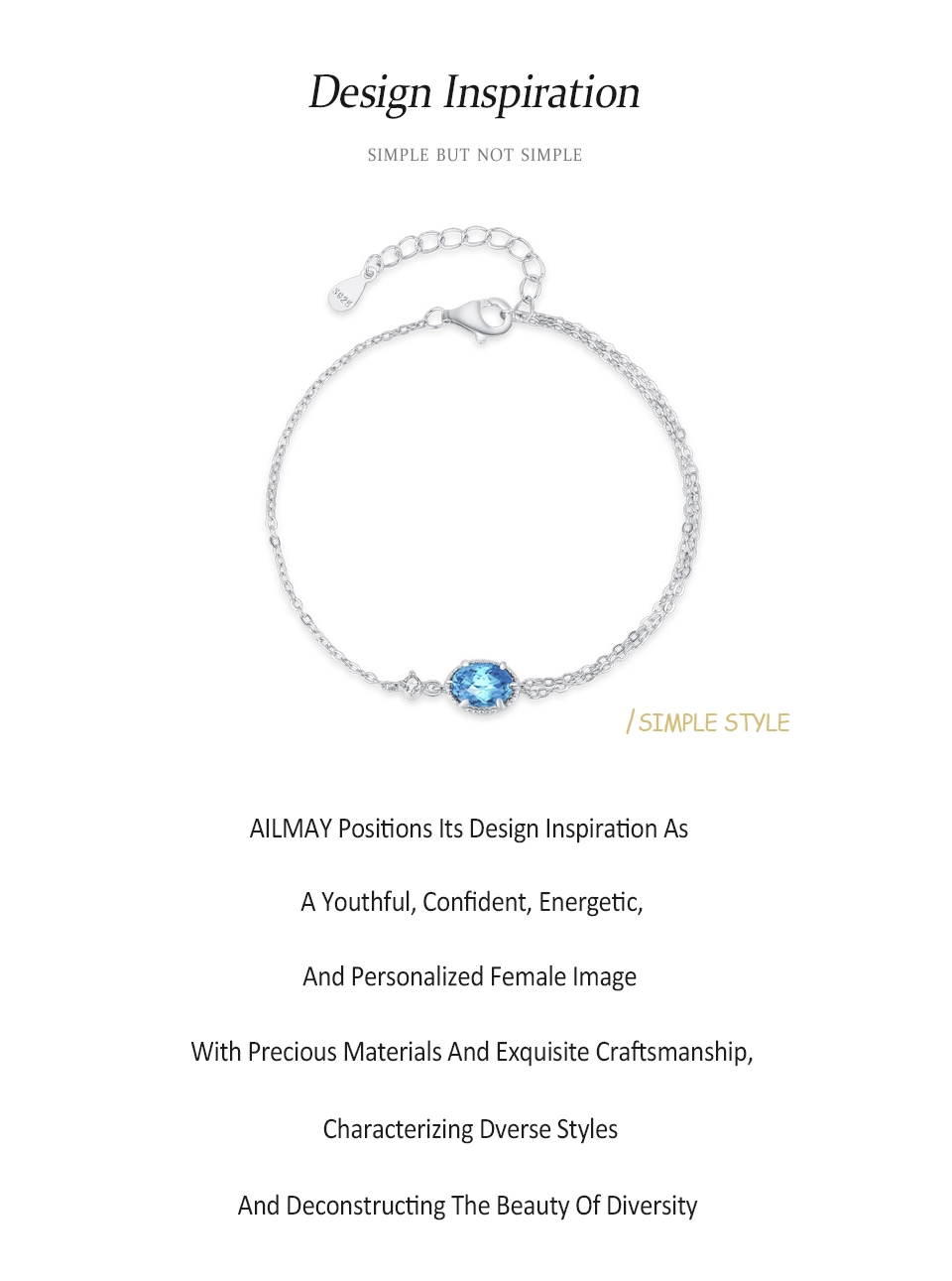 Aqua Blue Cubic Zirconia Oval Chain Bracelets 925 Sterling Silver