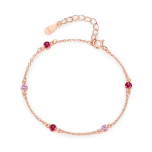 Exquisite Sweet Pink Zircon Chain Bracelet 925 Sterling Silver