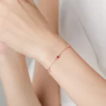 Exquisite Sweet Pink Zircon Chain Bracelet 925 Sterling Silver