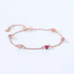 Exquisite Sweet Pink Zircon Chain Bracelet 925 Sterling Silver