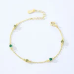 Elegant Round Zircon Adjustable Green Series Chain Bracelets 925 Sterling Silver