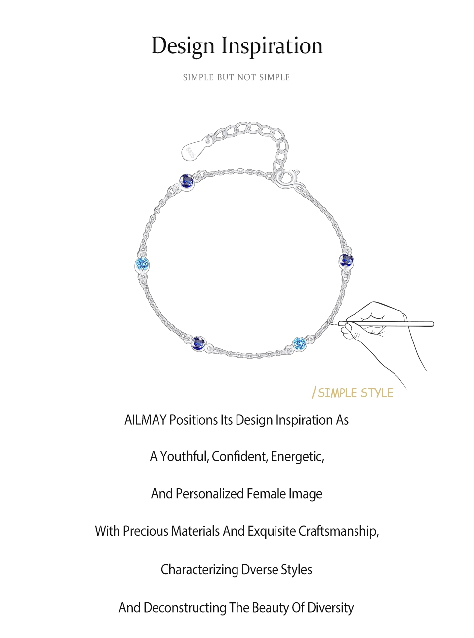 Retro Blue Series Round Zircon Chain Bracelets 925 Sterling Silver