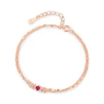 Pink Zircon Double-Layer Chain bracelet 925 Sterling Silver
