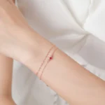 Pink Zircon Double-Layer Chain bracelet 925 Sterling Silver