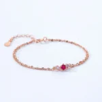 Pink Zircon Double-Layer Chain bracelet 925 Sterling Silver