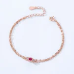Pink Zircon Double-Layer Chain bracelet 925 Sterling Silver