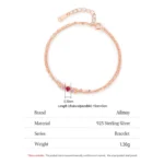 Pink Zircon Double-Layer Chain bracelet 925 Sterling Silver