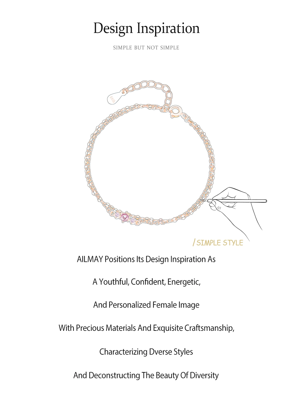 Pink Zircon Double-Layer Chain bracelet 925 Sterling Silver