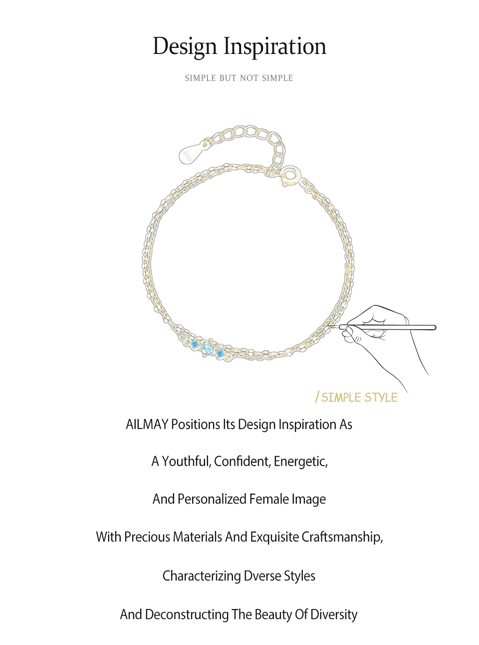 Elegant Blue Zircon Double-Layer Link Chain bracelet 925 Sterling Silver