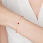 Pink series Zircon Rose Gold Color Chain Bracelet 925 Sterling Silver