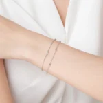 Lucky Four Leaf Flower Double Layers Small Round Chain Bracelet 925 Sterling Silver