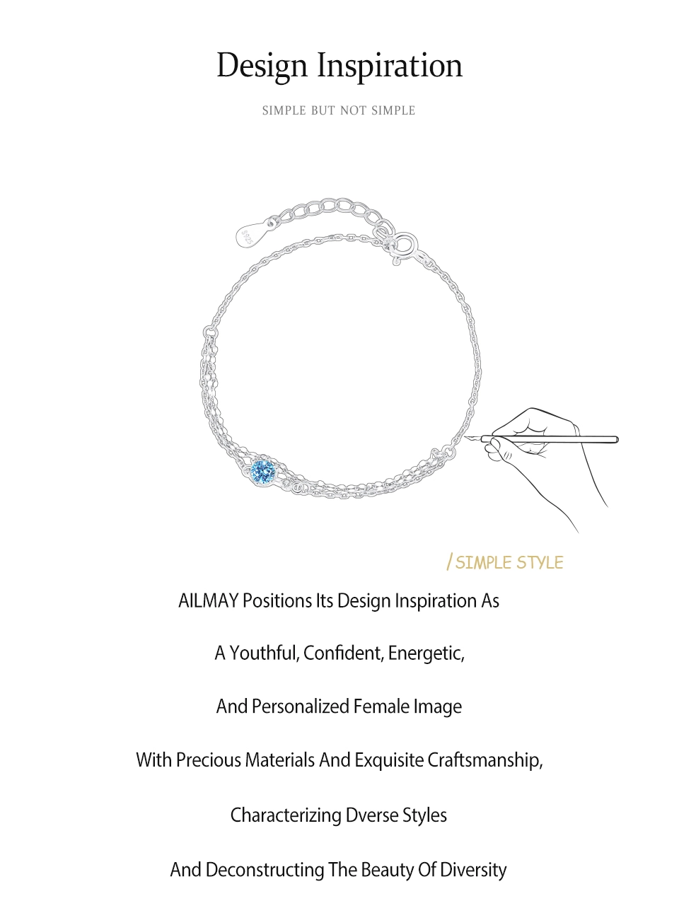 Blue Zircon Chain Bracelets Women Adjustable 925 Sterling Silver