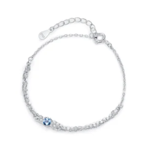 Elegant Light Blue Zircon Chain Bracelet 925 Sterling Silver