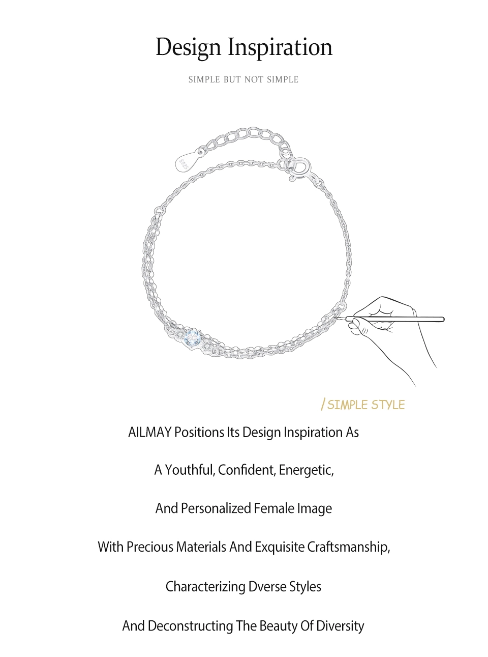 Elegant Light Blue Zircon Chain Bracelet 925 Sterling Silver