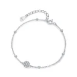 Elegant Flower Adjustable Chain Bracelet 925 Sterling Silver