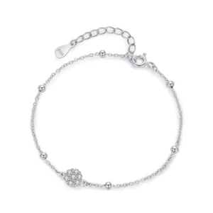 Elegant Flower Adjustable Chain Bracelet 925 Sterling Silver