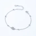 Elegant Flower Adjustable Chain Bracelet 925 Sterling Silver