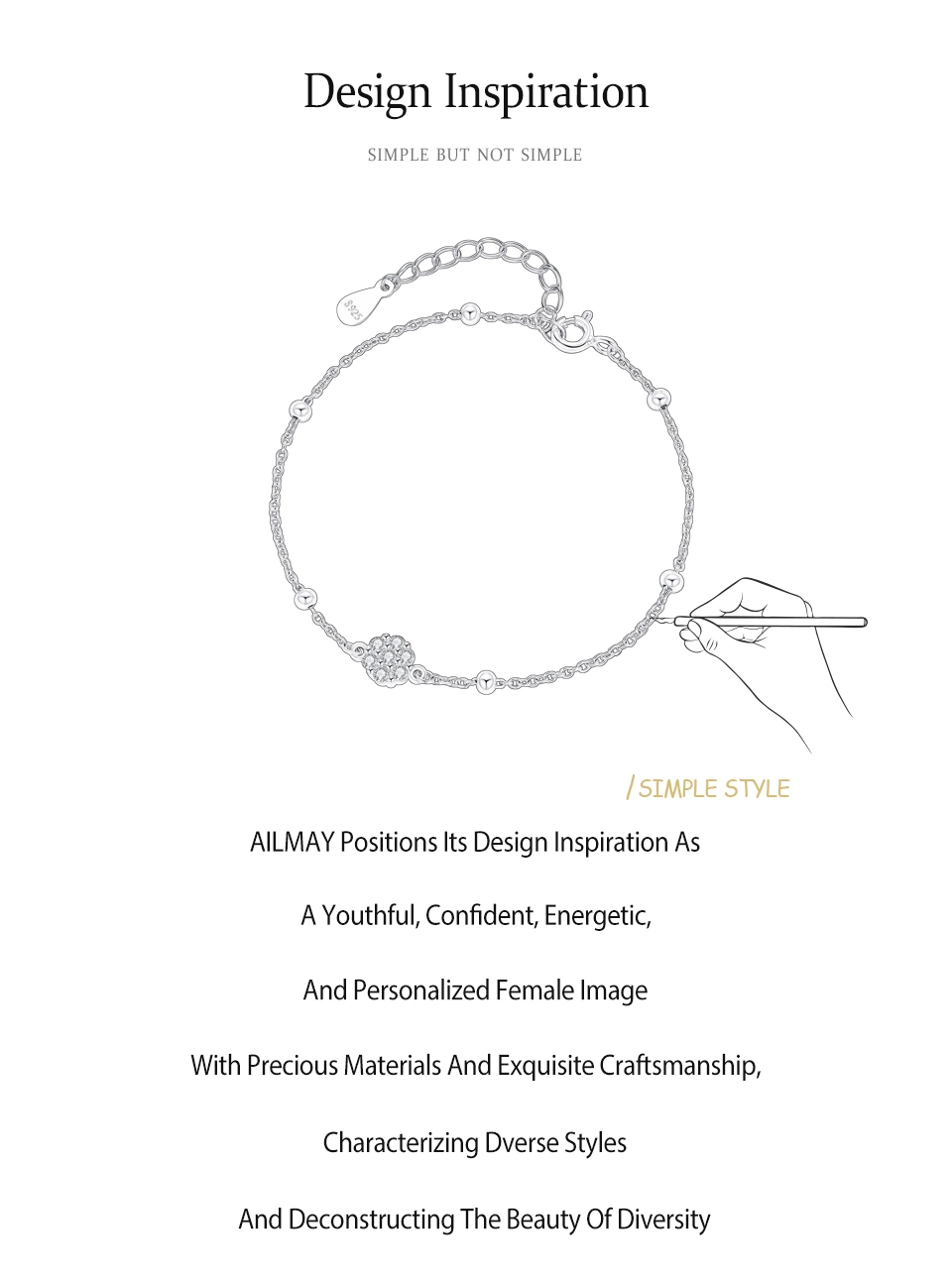 Elegant Flower Adjustable Chain Bracelet 925 Sterling Silver