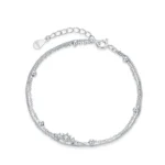 Crown Double Layers Small Round Beads Bracelet 925 Sterling Silver