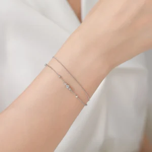Crown Double Layers Small Round Beads Bracelet 925 Sterling Silver